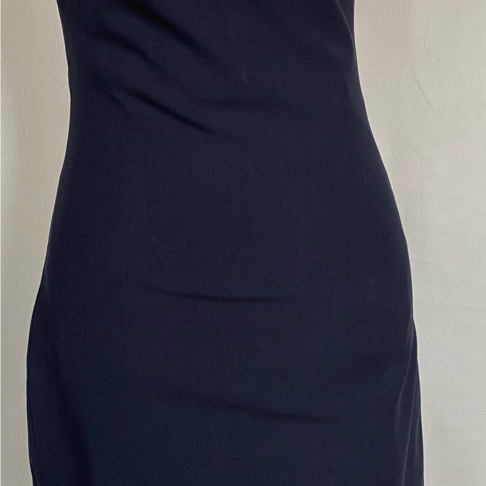 Women classic dress sleeveless, navy blue